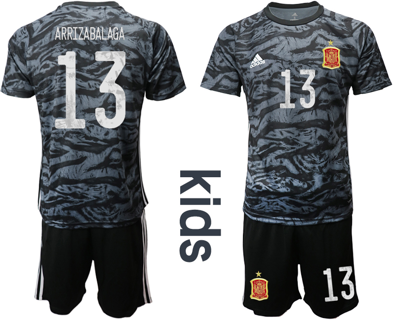 2021 European Cup Espana black Youth goalkeeper #13 soccer jerseys->youth soccer jersey->Youth Jersey
